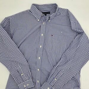 Tommy Hilfiger Mens Button Down Shirt Gingham Blue White Size XL Long Sleeve